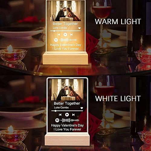 Spotify Plaque, песни за песни Персонализирани сопствени скенирани Spotnify Plaque Night Light LED акрилик прилагодено музички албум насловна