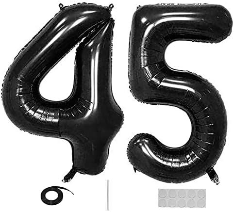 QWEQWE Црн Број 45 Балони 40 Број На Фолија Балон 45-ти Роденден Балони Цифра 45 Хелиум Големи Балони За Украси За Роденденски