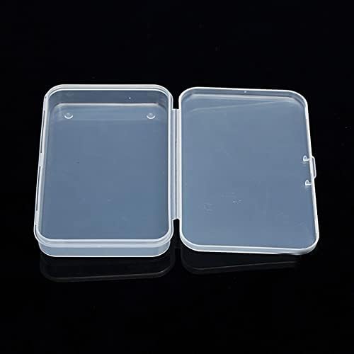 Uuyyeo 4 парчиња мини чисти контејнери за складирање правоаголник пластична кутија празни кутии со шарки за складирање на мушка за накит за накит