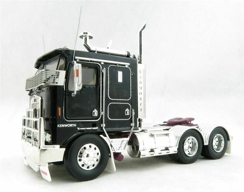 Иконски реплики за камион Kenworth K100G - црна со пурпурна шасија ограничено издание 1/50 Diecast Truck Pre -изграден модел