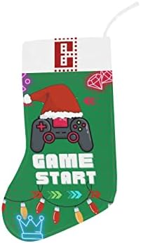 Монограм Божиќно порибување со видео игра Почеток и буква Е 18 инчи голема зелена и бела боја со почетна