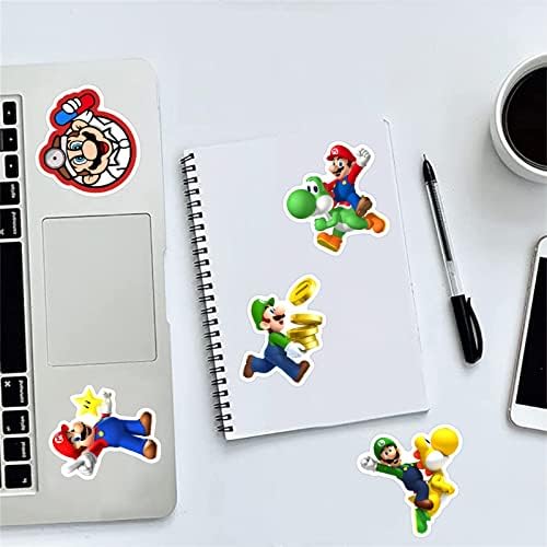 50 парчиња игра Марио налепници Пакет за лаптоп, класичен аниме аниме графити водоотпорни винил налепници Декларации за лаптоп со шише со вода