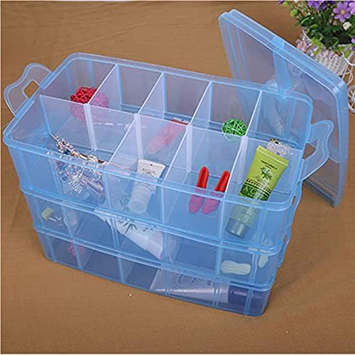 ZLY 3-TIER Demountable Plastic Plastic Box Организатор за складирање на контејнер со прилагодливи делители 30 （големи） решетки
