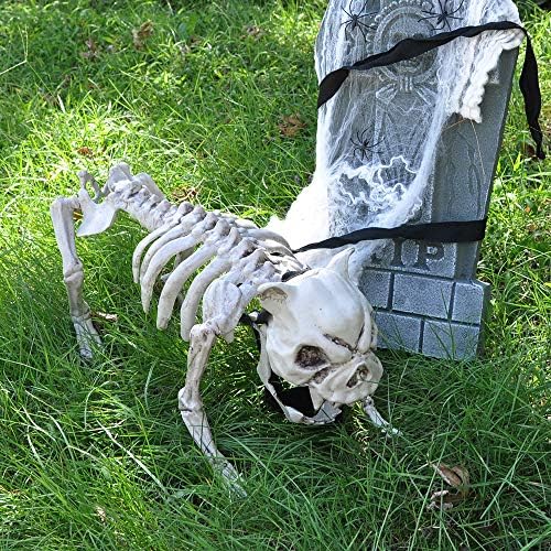 Декорација на Ноќта на вештерките 16 ”Пози-н-престој кученце скелет пластични кучиња коски со позитивни споеви за поза скелетот реквизит затворен/надворешна плашл