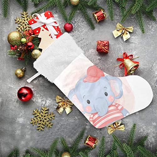 Алаза Божиќни чорапи акварел слон животни класични персонализирани големи декорации за порибување за семејни празнични сезони за забави Декор 1 пакет, 17,7 ''