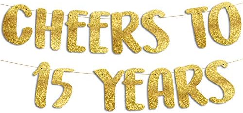 Поздрав до 15 Години Златен Сјај Банер-15-годишнина И Роденденски Украси