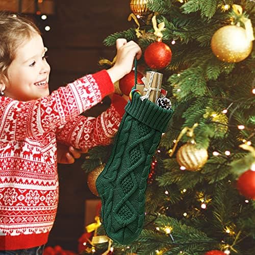 Камило Класични чорапи Божиќни чорапки Божиќни плетени затворено со голем Божиќ Божиќни висечки чорапи подароци Декорации дома украс батерија