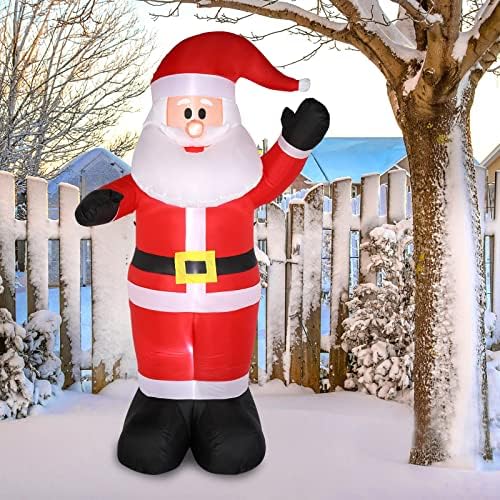 HQQQD 8ft Божиќни украси на надувување Дедо Мраз предводени од светло, украси за одмор на отворено за тревник за градина во дворот