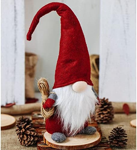 Nicerinc Шведска гном - Божиќна декорација на Томте - скандинавски елф - кадифен роденденски подарок - Домашни украси Декор на маса, црвена