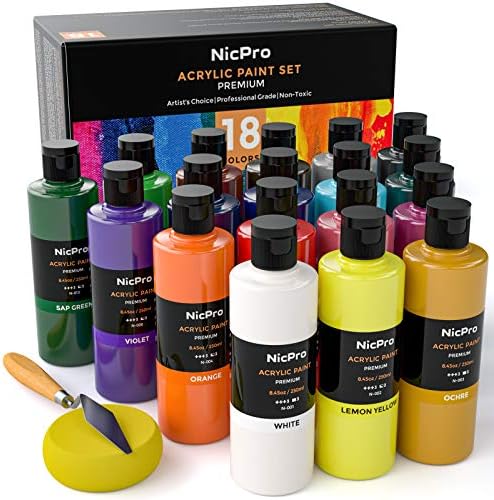 Nicpro 18 бои Голем акрилна боја сет 8,45 fl Oz.