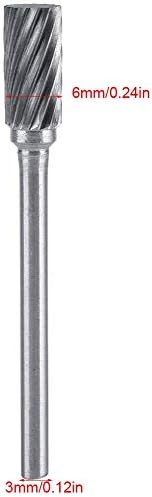 Akozon Bur Set, Files Burr постави 3мм Shank Carbide Burs 6mm Diameter Cutting Double Cut 10 парчиња волфрам карбид челик