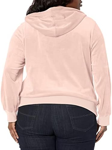 Women'sенски плус големина на Calvin Klein Plus Velor Rhinestone Detail Cozy Hoodie Everyday јакна