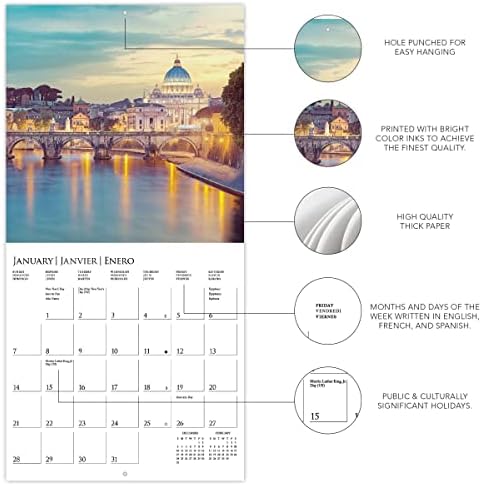 Графика 2024 Италија Мини Ѕид Календар | 7 х 7 | Дебела Хартија | Насловна &засилувач; Организатор На Канцеларија | Голема Месечна Мрежа |