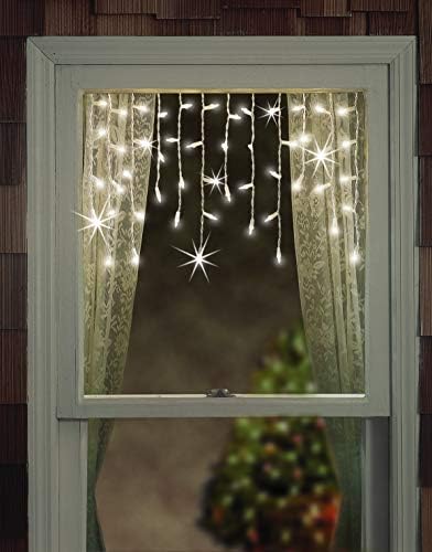 Tupkee Shimmering Twinking Window Windows Icice Lights - 3 стапки, 50 мулти -бои со блескаво осветлување Божиќ во затворен простор на отворено