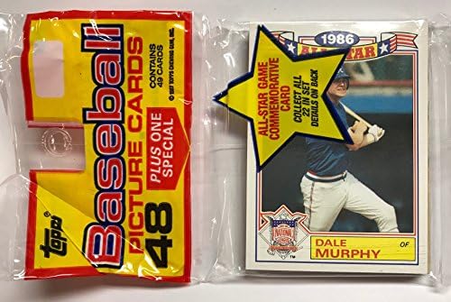1986 Неотворена 48 Број Бејзбол решетката Пак + 1 СИТЕ СТАР КОМЕМОРАТИРАНА КАРТА - Дејл Марфи Атланта Храбри
