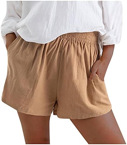Удобно влечење цврста боја атлетски женски шорцеви обични панталони еластична половината со џебни шорцеви жени обична облека