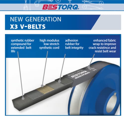 Bestorq B27 или 5L300 гума V-појас, завиткан, црна, 30 должина x 0,66 ширина x 0,44 висина