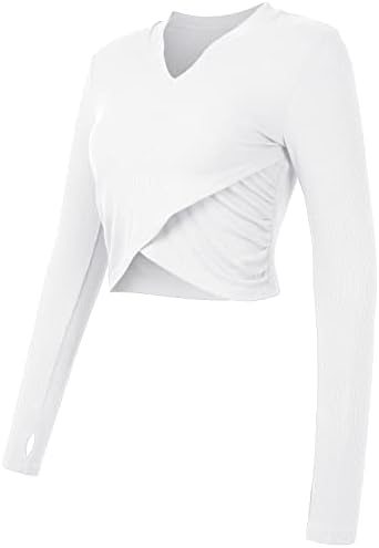 Атлетска кошула со атлетски кошула со долги ракави на Purentire за жени со дупка со палецот
