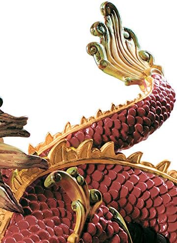 Lladró величествена скулптура со змеј. Порцелански змеј.