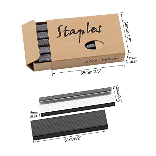Црна 26/6 Стандардна главна серија од 12 мм ширина 950/кутија 4 кутии/пакет 3800 брои главни делови за канцелариски училишта за стаплување на