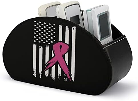 Земји за знаме на рак на дојка ТВ далечински управувач за шминка кутија PU кожа складирање домашна продавница со 5 оддели