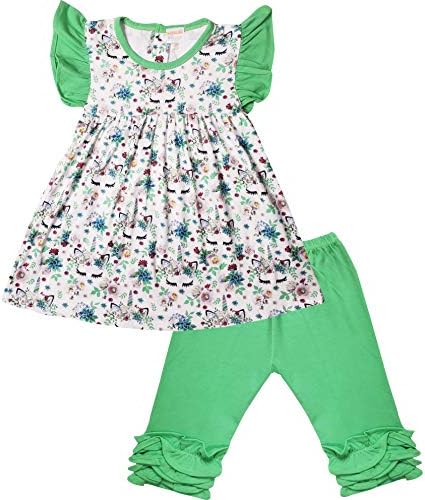 Бебе дете Мали девојчиња Облека со еднорог - Комплети за облека со кратки ракави на врвот Каприс