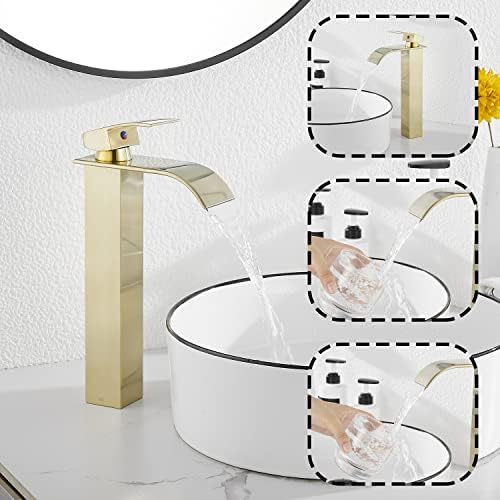 Четкана златна бања садови тапа ggstudy единечна рачка 1 дупка водопад во водопади бања сад за мијалник за мијалник