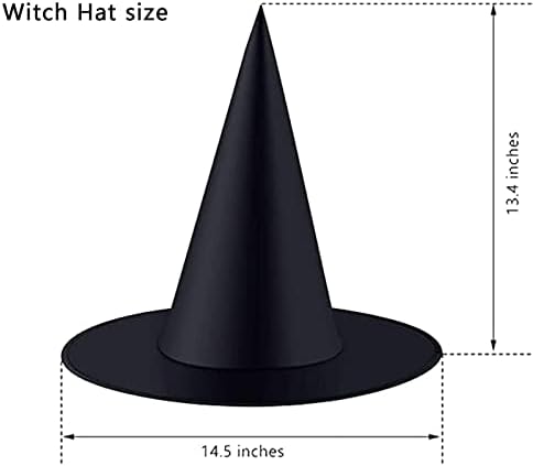 6 ПЦС Ноќта на вештерките капаче капа за капа за виси за виси за украси за вештерки или забава за Ноќта на вештерките, црна, 14,5х13,4