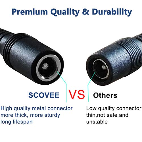 Scovee 10ft 3-пакет 5,5 mm x 2,1 mm продолжена кабел, DC кабел за продолжување на напојувањето за адаптер за приклучок од 12V DC за CCTV Security
