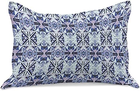 Амбесон етнички плетен ватенка перница, геометриски инспирирани елементи нацртани со рака, стандардна обвивка за перница со големина на кралот