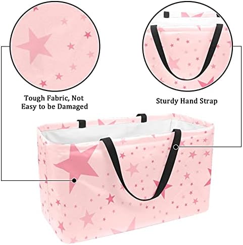 Кошар за еднократно шопинг розови starsвезди шема романтична преносна преклопна пикник намирници кеси за перење алишта за торба за торба за