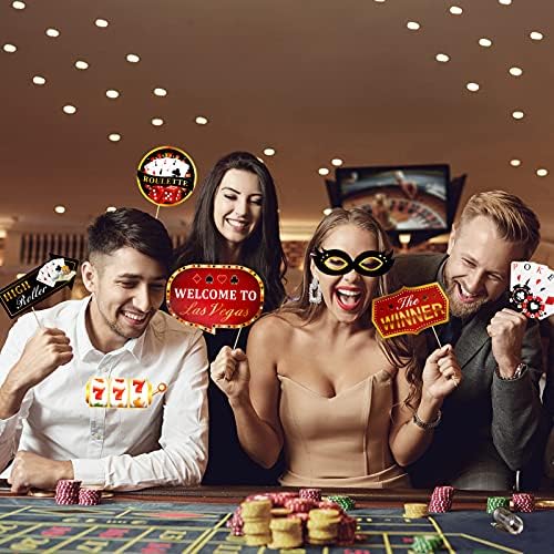 Qpout Las Vegas Casino Photo штанд реквизити смешни DIY покер тема селфи реквизити комплет за ноќна забава за декорација на забави