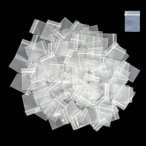 500 парчиња 1 x 1 чисти мали пластични кеси дебели поли -торби со тешки точки со резистентно заклучување на патентите за складирање на мали