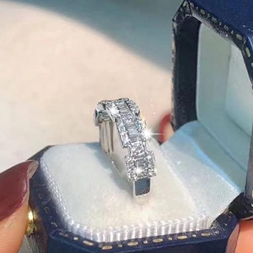 2023 Нови сребрени свадбени прстени за жени Сребрен ланец Холоул Ринстон прстен Геометриски облик Ринстон прстен сребрени линии на ликвидација