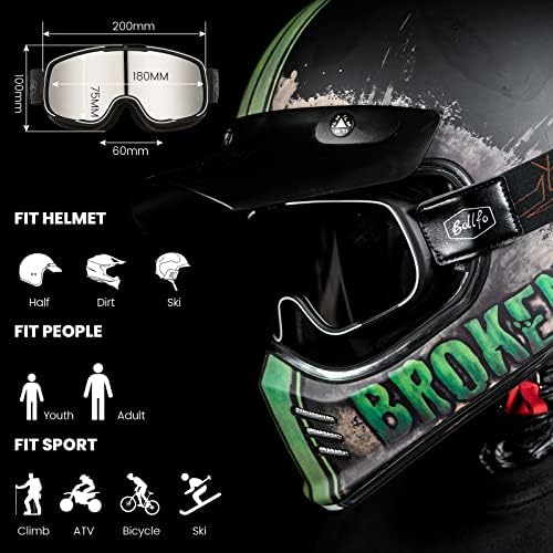 ILM гроздобер моторциклички очила Крузер скутер Туринг ветровоидни очила за возрасни мажи и жени, заштитни очила за заштита од прашина