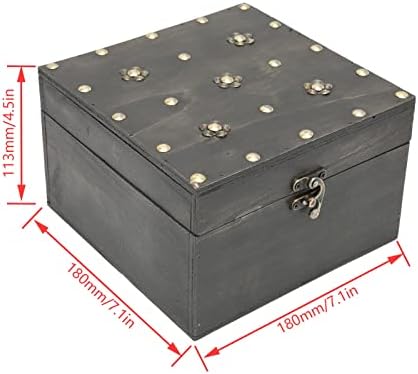 GFRGFH ретро дрвена кутија за складирање метална шарка декоративно богатство складирање на организатор на градите за ѓердани за домашни