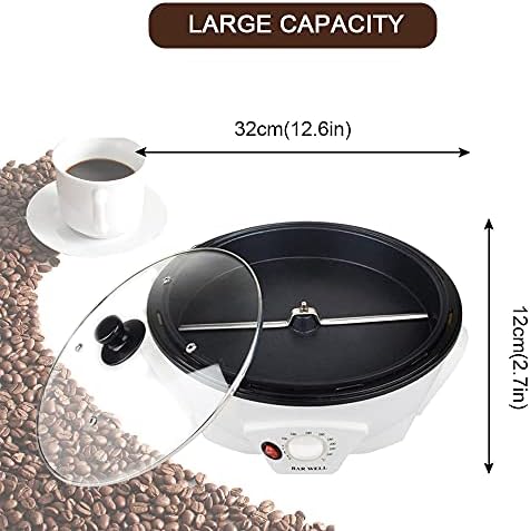 Натурално домашно печење кафе, 1,8 bs со голем капацитет преносен електричен кафе машина за печење грав 1200W Мултифункционални печење кафе за