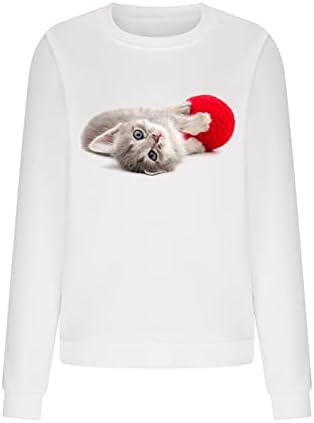 Менс лесна маичка за џемпери за животинско печатење кучиња графички маици маички симпатични врвови обични лабави трендовски тркалезен