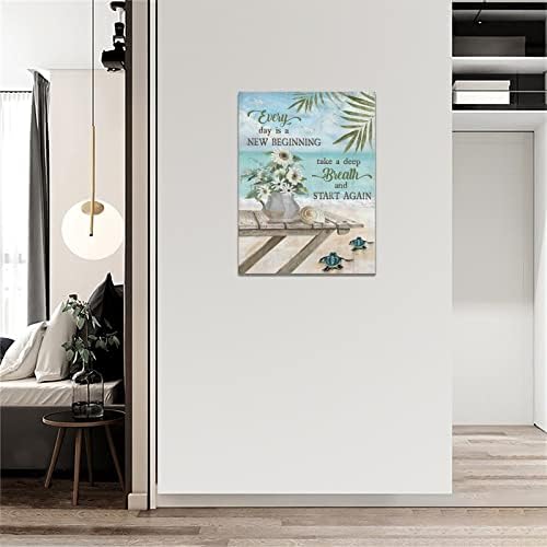 Плажа бања wallидна уметност морска желка бања слики wallид декор рустикална цветна каса за сликање морско море крајбрежно врамени