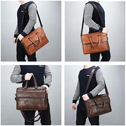 XXXDXDP Човечка деловна чанта торба Сплит кожа Мажи канцелариски торби за датотека од лаптоп A4 од 14 инчи