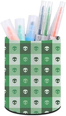 Туѓи лица зелени квадрати PU кожни моливи за моливи на тркалезна чаша со контејнери за контејнери за канцеларија за канцелариски дом за канцелариски