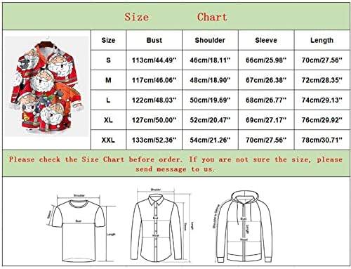 Копчиња за долги ракави за Божиќни маж XXBR, д -р кошули, Божиќ Смешен Дедо Мраз печати кошула за куглање за куглање, дизајнерски