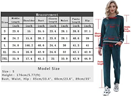 Totatuit getенски потта постави велур со долг ракав и панталони Спорт пот одговара 2 парчиња облеки на текови со џеб S-XXL