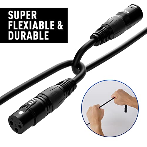 Кабел за микрофон XLR кабел 150 стапки, избалансиран со тешки тешки тешки XLR, 3-пински заштитени машко до женски микро кабел,