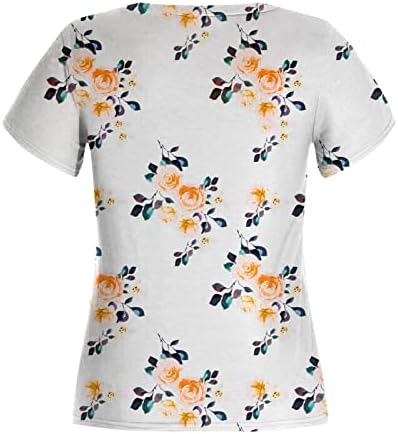 Дескулно слатки летни врвови за жени кошули со ракави со ливчиња плус големина обична цветна печатена маичка фустани V врат основни блузи