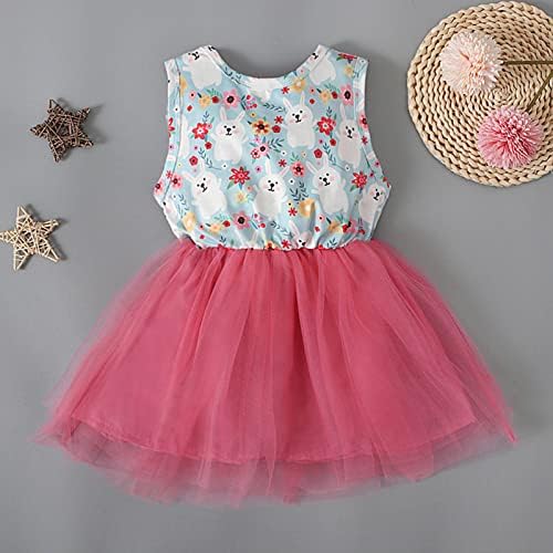 Детско фустанче за новороденчиња, бебе, бебе Велигденски фустани Деца 1-4y Зајак девојки принцеза Тул краток ракав обичен фустан