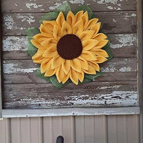 Zhyh сончоглед Венец летен вештачки цвет декорација wallидна врата виси украс пролетна фарма куќа за приврзоци за украси за домови