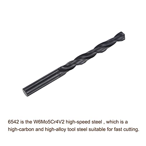 UXCELL 6542 со голема брзина челик директно тресење на вежба за вртење, целосно заземјен црн оксид вежба 9,6 mm дијаметар на
