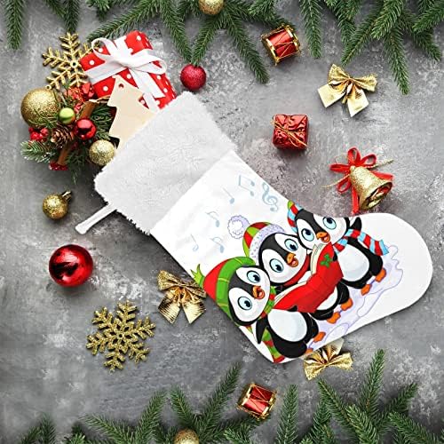 Алаза Божиќни чорапи Божиќни каролери Пингвини Класични персонализирани големи декорации за порибување за семејни празнични сезони за забави Декор 1 пакет, 17,7 “