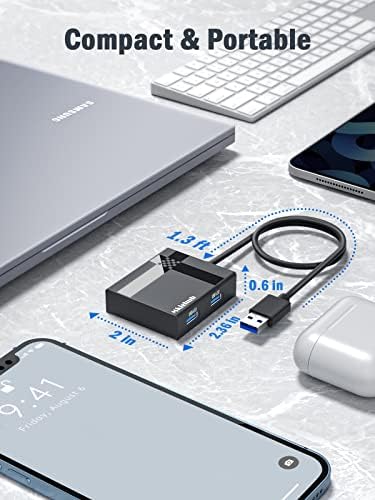 MKIGHUB USB Центар, 4-Порт USB 3.0 Центар, Мулти USB Порта Експандер, БРЗ ПРЕНОС НА Податоци USB Сплитер ЗА Лаптоп, iMac Pro,